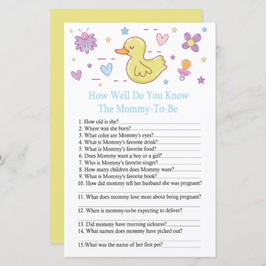 Gummi Ente Wie gut kennen Sie Babydusche? (Vorne/Hinten)