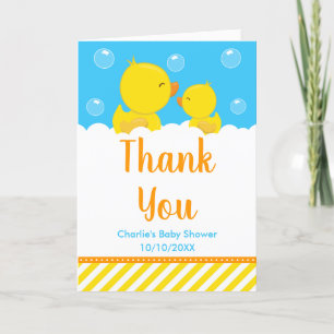 Gummi-Enten-Baby-Shower Gelb und Blau Dankeskarte
