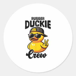 Gummi-Enten-Crew Coole Entenküken Gelbe Gummi-Ente Runder Aufkleber