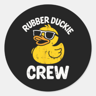 Gummi-Enten-Crew Lustige gelbe Ente Coole Squad Ma Runder Aufkleber