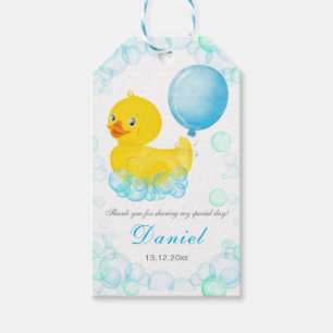 Gummi-Enten-Junge Erster Geburtstag Danke Tags Geschenkanhänger