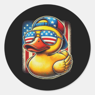 Gummi-Enten-Shirt USA-Flagge Geschenk Lustige Entc Runder Aufkleber