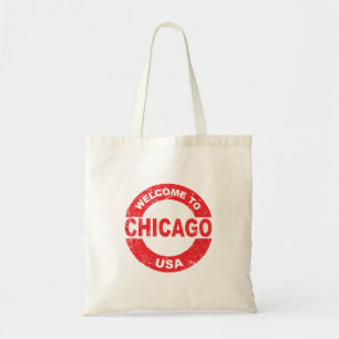 Gummi Ink Briefmarke Willkommen in Chicago USA Tragetasche