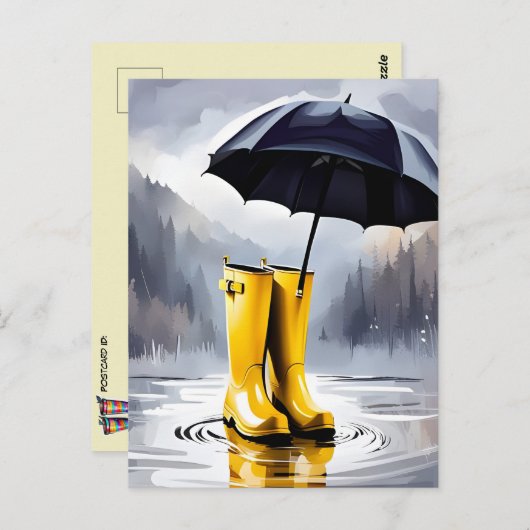 Gummi-Regenstiefel, Postkreuz, Postkarte, Postkart Postkarte (Vorne/Hinten)
