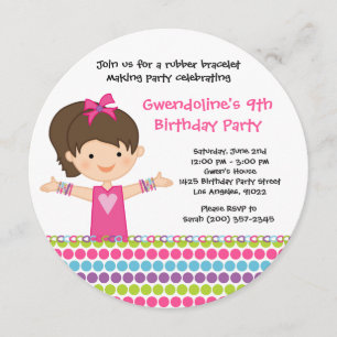 Gummiarmband-Geburtstags-Party Einladung
