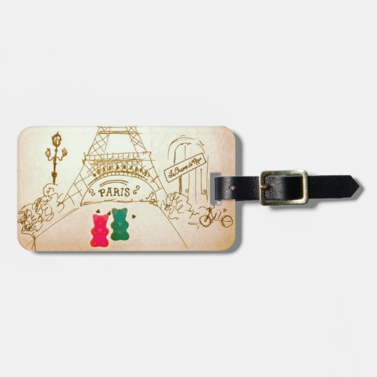 Gummiartige Bären in Paris Gepäckanhänger (Vorderseite horizontal)