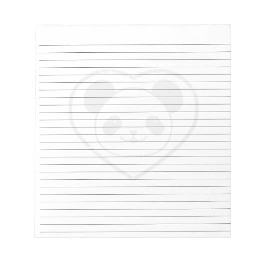 Gummibaby-Panda-Bär und herzförmig liniert Notizblock (Vorderseite)