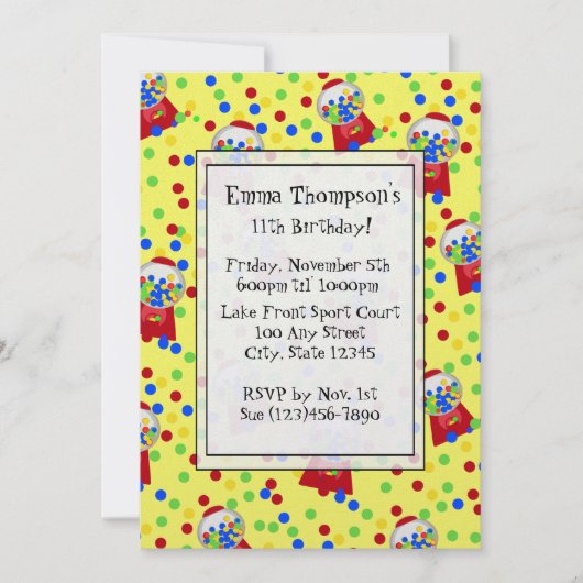 Gummibälle-Party Einladung (Vorderseite)