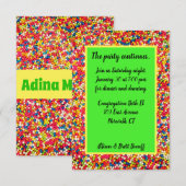 Gummibälle-Partykarte Einladung (Vorne/Hinten)