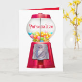 Gummiballenblase Vintages niedliches Party Karte (Gelbe Blume)