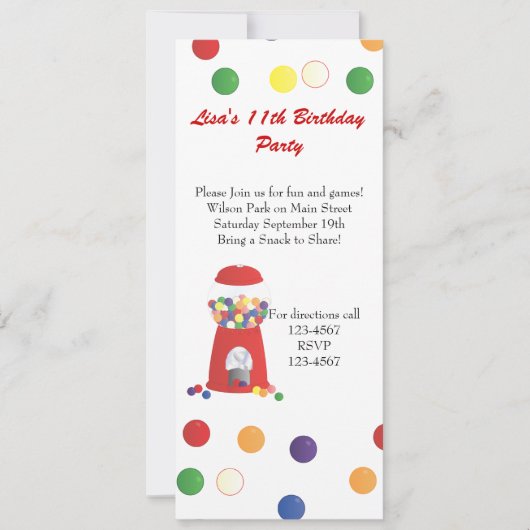 Gummiballmaschine Einladung (Vorderseite)