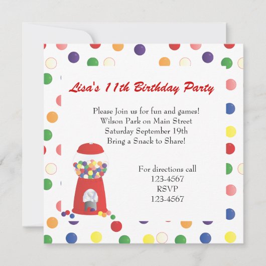 Gummiballmaschine Einladung (Vorderseite)