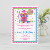 Gummiballmaschine und Bonboneinladung Einladung (Stehend Vorderseite)