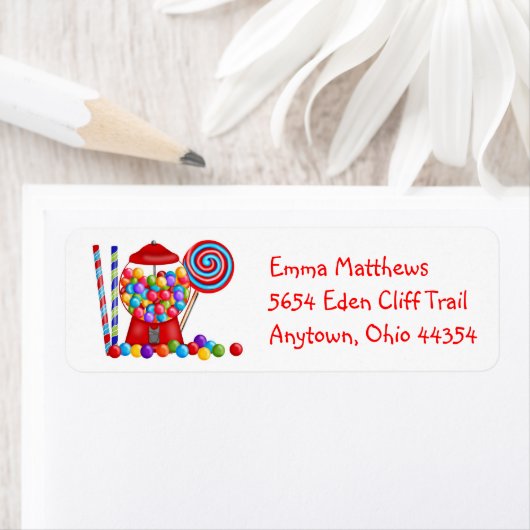 Gummiballmaschinen-Rücksendeadressen-Aufkleber (Insitu)