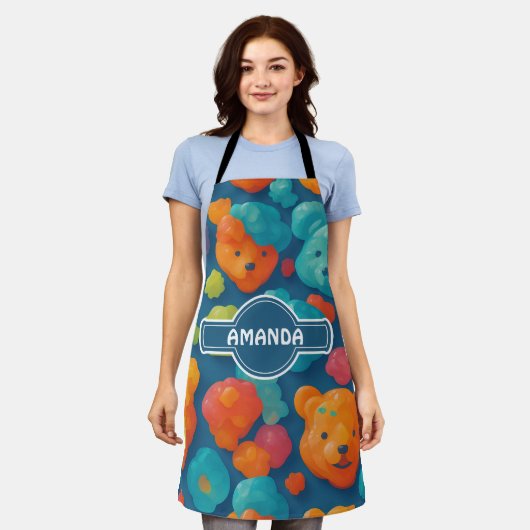 Gummibär florales Personalisiertes Muster Schürze (Getragen)