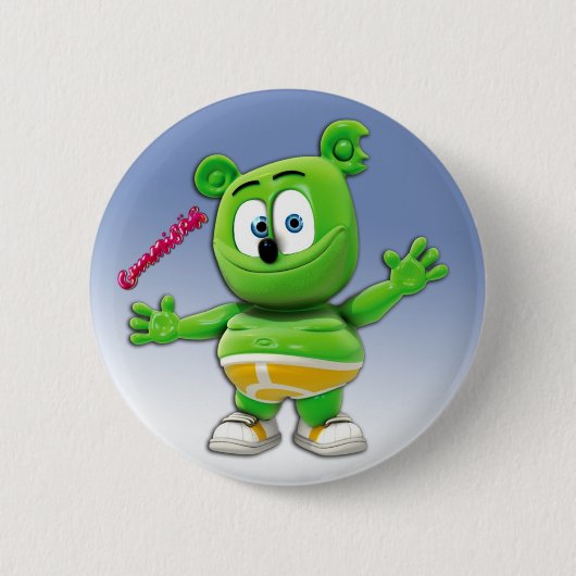 Gummibär Knopf auf Blau Button (Vorderseite)