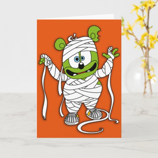 Gummibär Mummy Halloween Card Karte (Gelbe Blume)