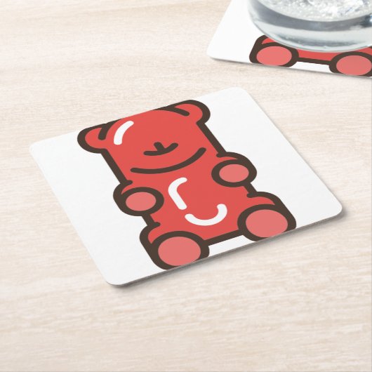 Gummibär Rechteckiger Pappuntersetzer (angewinkelt)