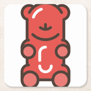 Gummibär Rechteckiger Pappuntersetzer