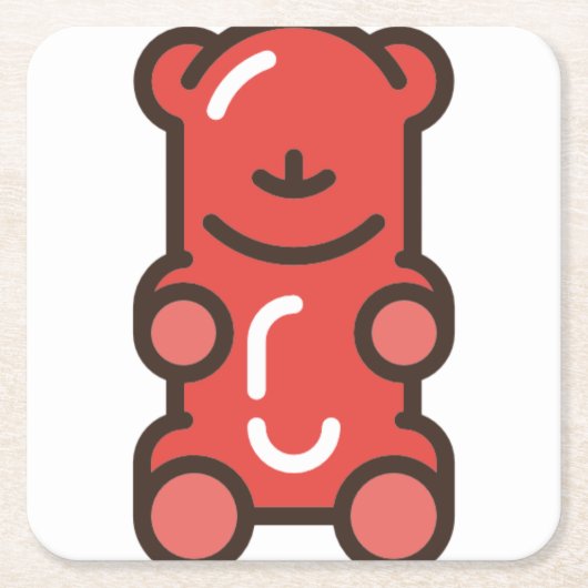 Gummibär Rechteckiger Pappuntersetzer (Vorderseite)