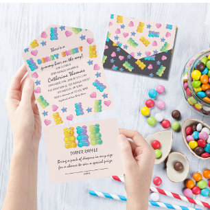 Gummibärchen Bunte Geleebonbons Babyparty All In One Einladung