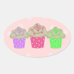 Gummibärchen-Cupcakes Ovaler Aufkleber