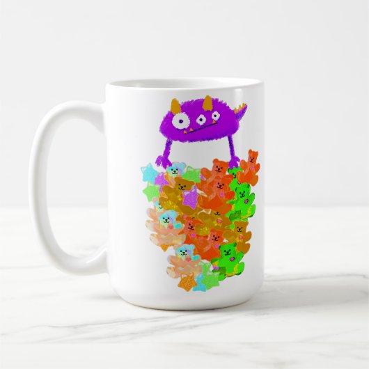 Gummibärchen-Ernte-Monster Kaffeetasse (Links)