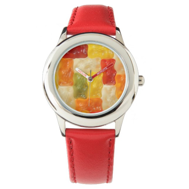 Gummibärchen-Patchwork Armbanduhr (Vorderseite)