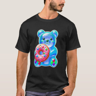 Gummibärchen Süßigkeiten Donut Blau T-Shirt