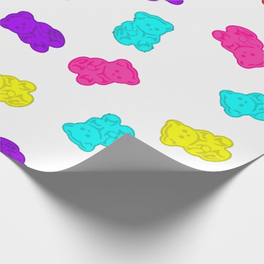 Gummibären farbige Regenbogenbonbons Geschenkpapier (Ecke)