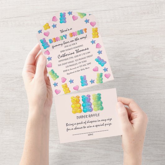 Gummibärenbärendusche aus Gelee Candy Baby All In One Einladung (Abreißen)