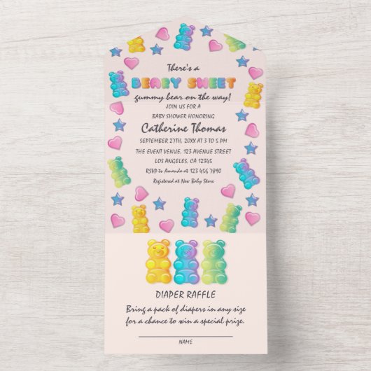 Gummibärenbärendusche aus Gelee Candy Baby All In One Einladung (Innen Boden)