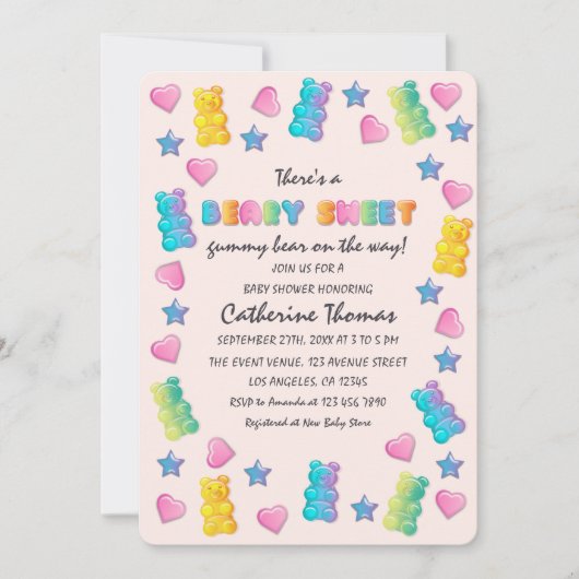 Gummibärenbärendusche aus Gelee Candy Baby Einladung (Vorderseite)