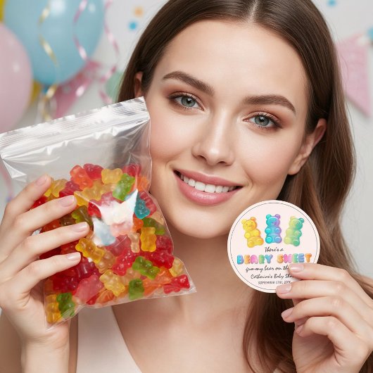 Gummibärenbärendusche aus Gelee Candy Baby Runder Aufkleber
