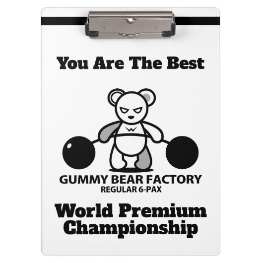 Gummibärenmeisterschaft mit lebendigem Bär Klemmbrett (Vorderseite)