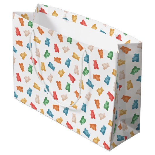 Gummibärmuster Große Geschenktüte (Rückseite Schrägansicht)