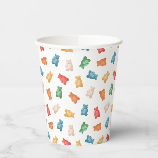 Gummibärmuster Pappbecher (Links)
