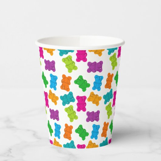 Gummibärmuster Pappbecher (Links)