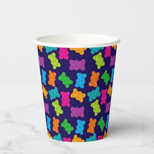 Gummibärmuster Pappbecher (Rückseite)