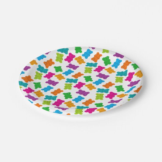 Gummibärmuster Pappteller (Schrägansicht)