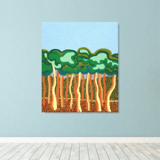 Gummibäume und blauer australischer Himmel Leinwanddruck (Insitu (Holzboden))