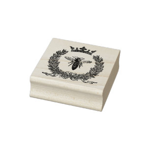 GummiBriefmarke mit Vintager Königinbiene Gummistempel