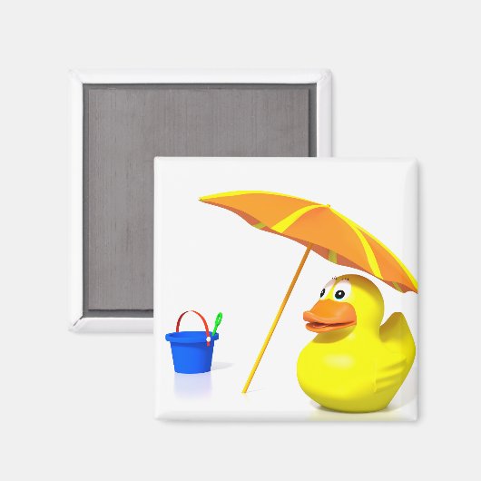 Gummiente am Strand Magnet (Vorderseite/Rückseite)