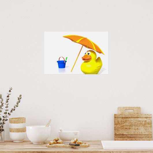 Gummiente am Strand Poster (Küche)