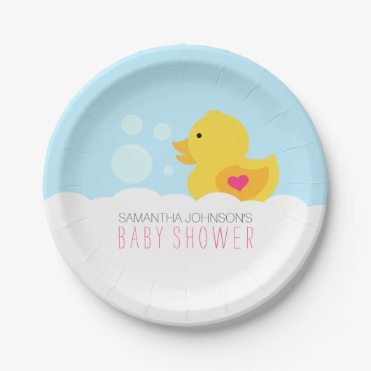 Gummiente Bubble-Bad Mädchen Baby-Party Pappteller (Vorderseite)