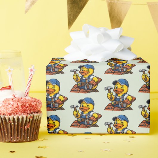Gummiente Dachdecker Geschenkpapier (Geburtstagsparty)