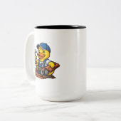 Gummiente Dachdecker Zweifarbige Tasse (Vorderseite Links)