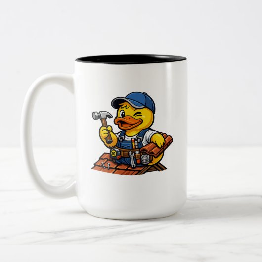 Gummiente Dachdecker Zweifarbige Tasse (Links)