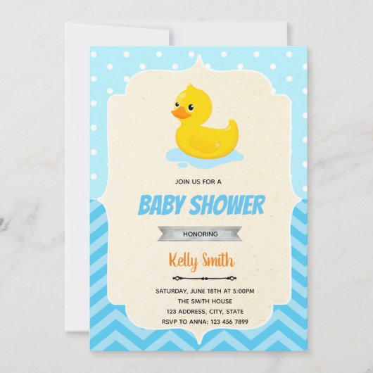 Gummiente Dusche Einladung (Vorderseite)