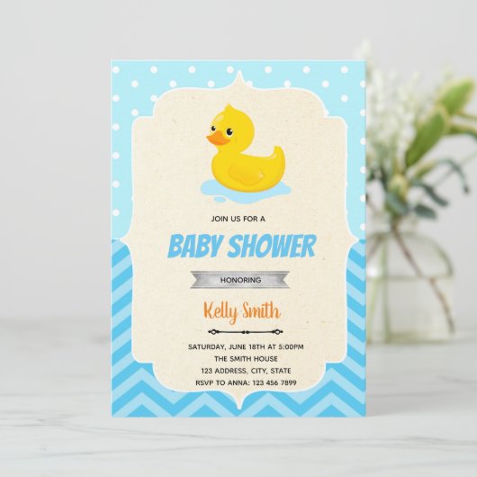 Gummiente Dusche Einladung (Stehend Vorderseite)